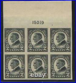 1923 US Stamp #611 2c Mint Never Hinged Very Fine Plate No. 15019 Block of 6