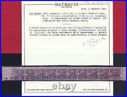 1926 SAN MARINO, Ex n. 5 + 5a + 5b strip of 10 MNH / Cert. Raybaudi SPLENDI