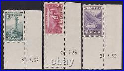 1932-33 FRENCH ANDORRA, n. 36 / 39A / 40A 3 values MNH / BEAUTIFUL