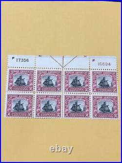 620 Norse American 2C Plate Block of 8 VERY FINE Mint Never Hinged