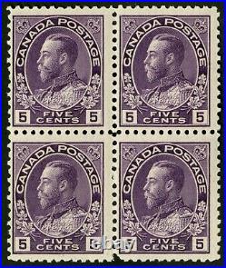 Canada 1911-25 Unitrade # 112a Mint Never Hinged Fine/Very Fine Block of 4