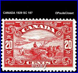 Canada 1929 Sc 157 Harvesting Wheat 20¢ Dk Carmin Mint Never Hinged Og Very Fine