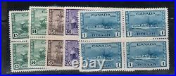 Canada #258 #262 Very Fine Mint Never Hinged Blocks