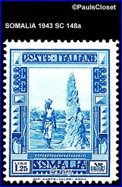 SOMALIA 1934 SC 148a TERMITE NEST BLUE 1.25 l MINT NEVER HINGED OG VERY FINE