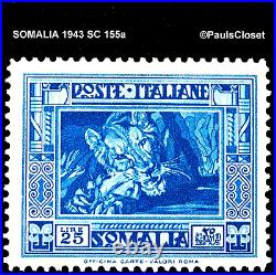 SOMALIA 1934 SC 155a LION DARK BLUE 25 l MINT NEVER HINGED OG VERY FINE