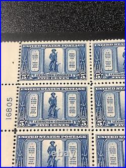 US 619 Plate Block Of 6 Minute Man 5 Cent Very Fine Mint Never Hinged